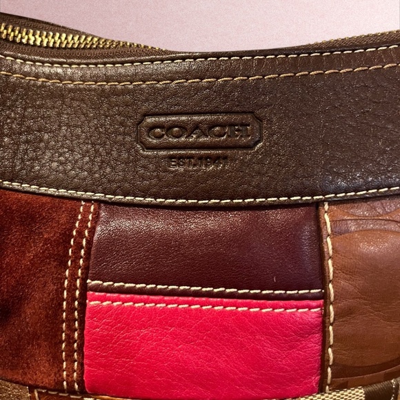 Coach 10435 Patchwork Crossbody Bag Brown Suede Leather Canvas Y2K Vintage - Picture 5 of 15